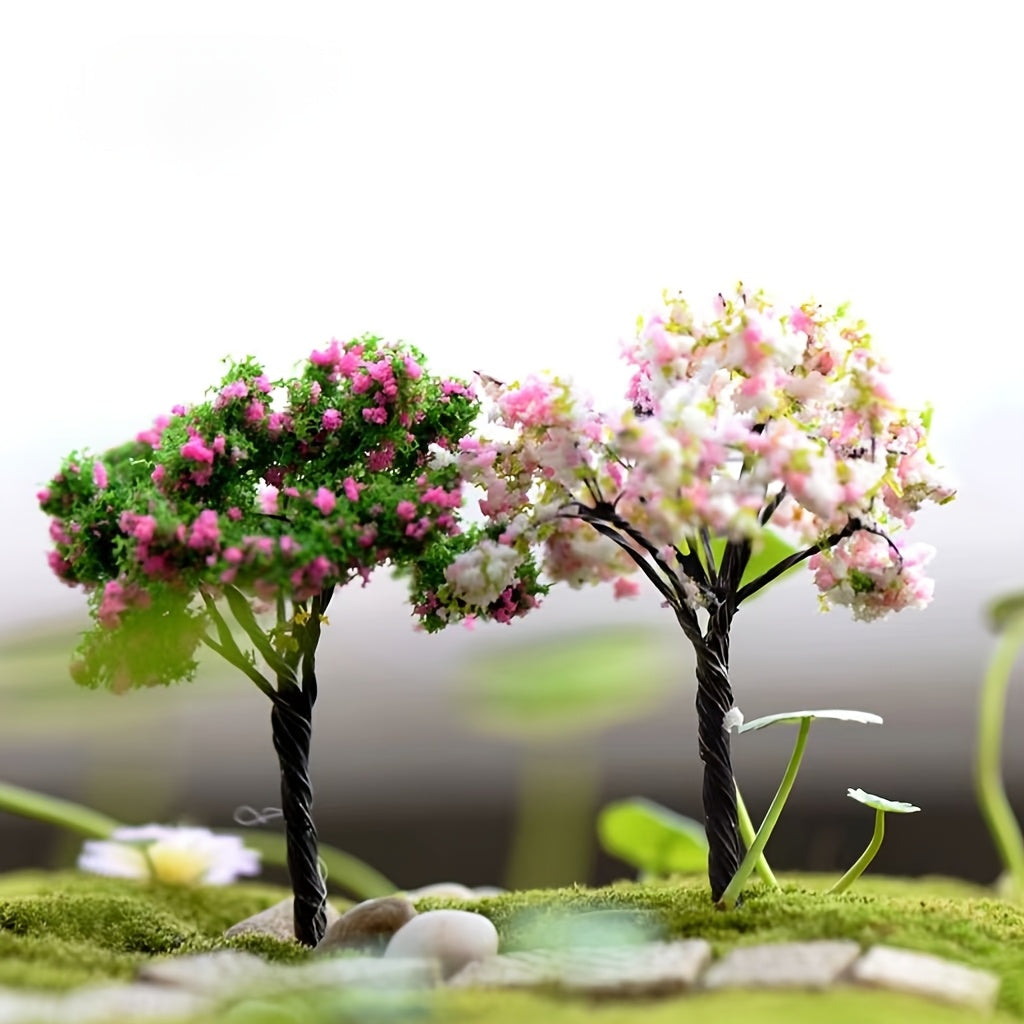 Micro Landscape Simulation Trees 6 Pack - PVC Artificial Miniature Tree Ornaments in Random Colors and Styles for Aquariums, Gardens, Terrariums, and Glass Container Decorations