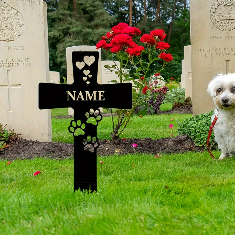 Custom Metal Dog Memorial Sign - Personalized Pet Gravestone Marker for Garden & Yard, Outdoor Metal Art Tribute for Beloved Canine Companion, No Battery Required