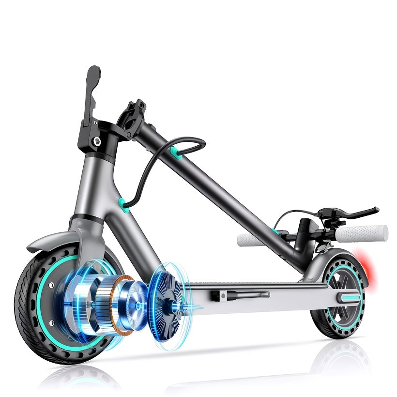 Electric Scooter for Adults 350W Motor - 19 MPH Top Speed, 21-Mile Range, 8.5" Solid Tires, Foldable Commuter E-Scooter with App Control, Dual Brake System & LED Lights | Portable Folding Design