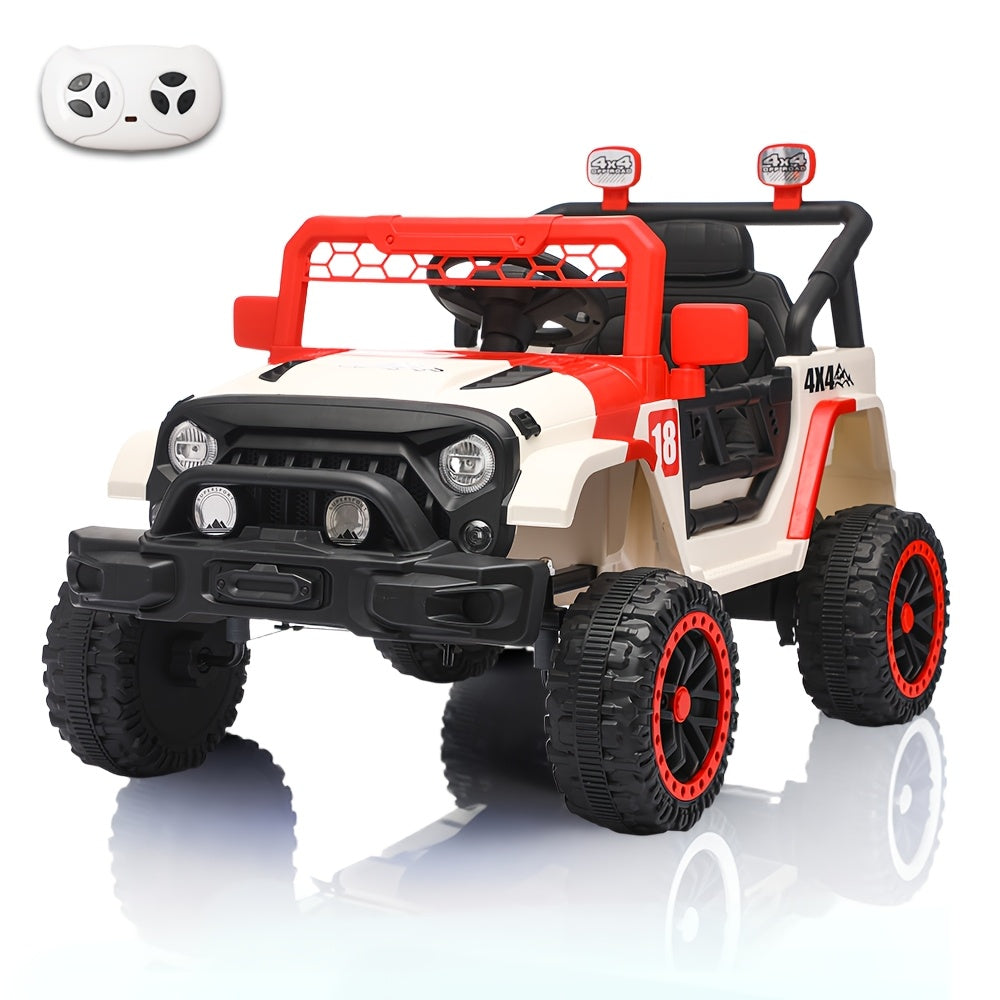 12V Kids Ride-On Car with Parent Remote Control – Battery Powered Electric Vehicle with Spring Suspension, LED Lights, Music Player, Seat Belt, for Boys & Girls Ages 3-8