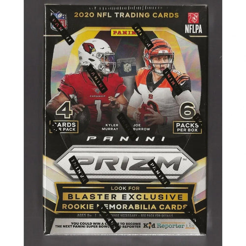 2020 Panini Prizm NFL Football Blaster Box - 5 Exclusive Lazer Prizms, 1 Memorabilia Card, 3 Rookie Cards - Burrow, Herbert, Hurts, Jefferson, Love - 6 Packs, 24 Cards Total