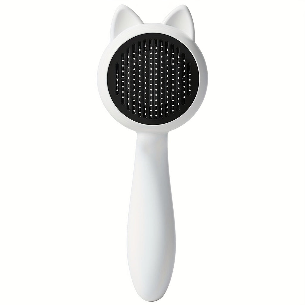 Self-Cleaning Cat Grooming Comb with One-Touch Button - Stainless Steel Deshedding Brush for Long & Short Hair Cats, Pet Hair Remover Massager Shedding Brush for Cats & Dogs