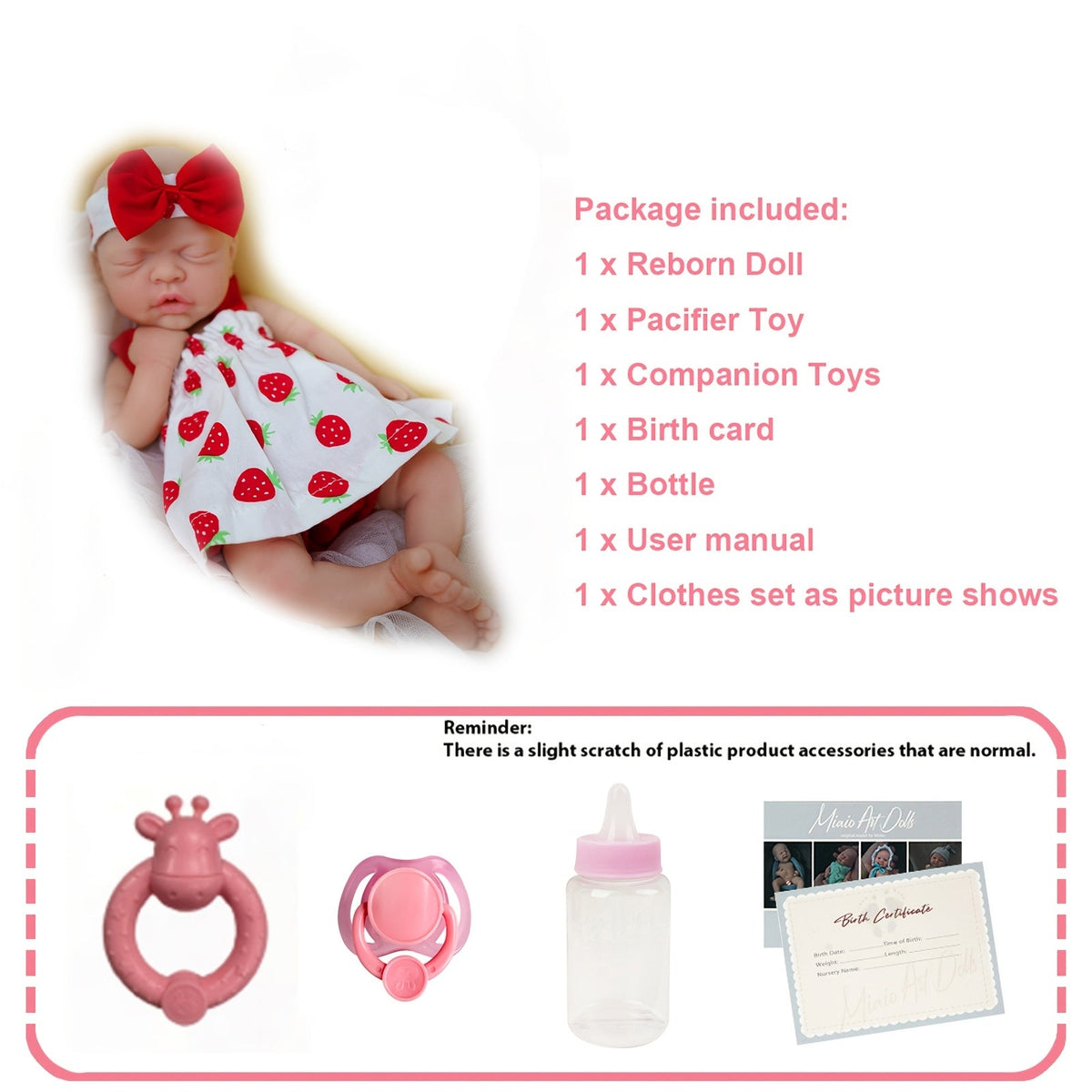 Full Body Solid Silicone Baby Doll 12 Inch, Realistic Lifelike Newborn Girl Doll with Soft Real Touch Skin, Closed Eyes - Includes Clothes, Bottle, Pacifier & Birth Card, Holiday Christmas Birthday Gift
