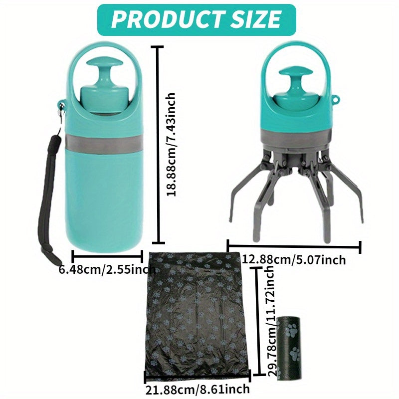 Portable Dog Poop Scooper Set with Bag Dispenser & 75 Poop Bags – 6-Piece Durable Plastic Waste Pick-Up Kit with Cute Paw Design, Works for All Dog Breeds, Outdoor Dog Walking Essential