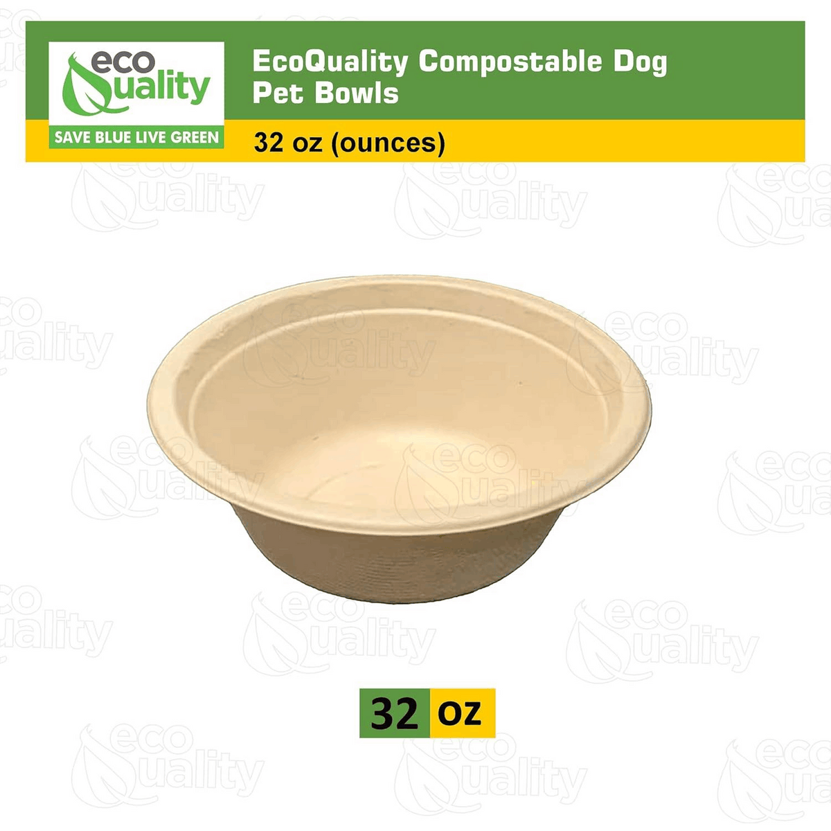 Disposable Pet Feeding Bowls 32oz – Round Paper Bowls for Dogs & Cats, Travel, Shelter, Kennel, Outdoor & Emergency Pet Feeding, Stackable Single-Use