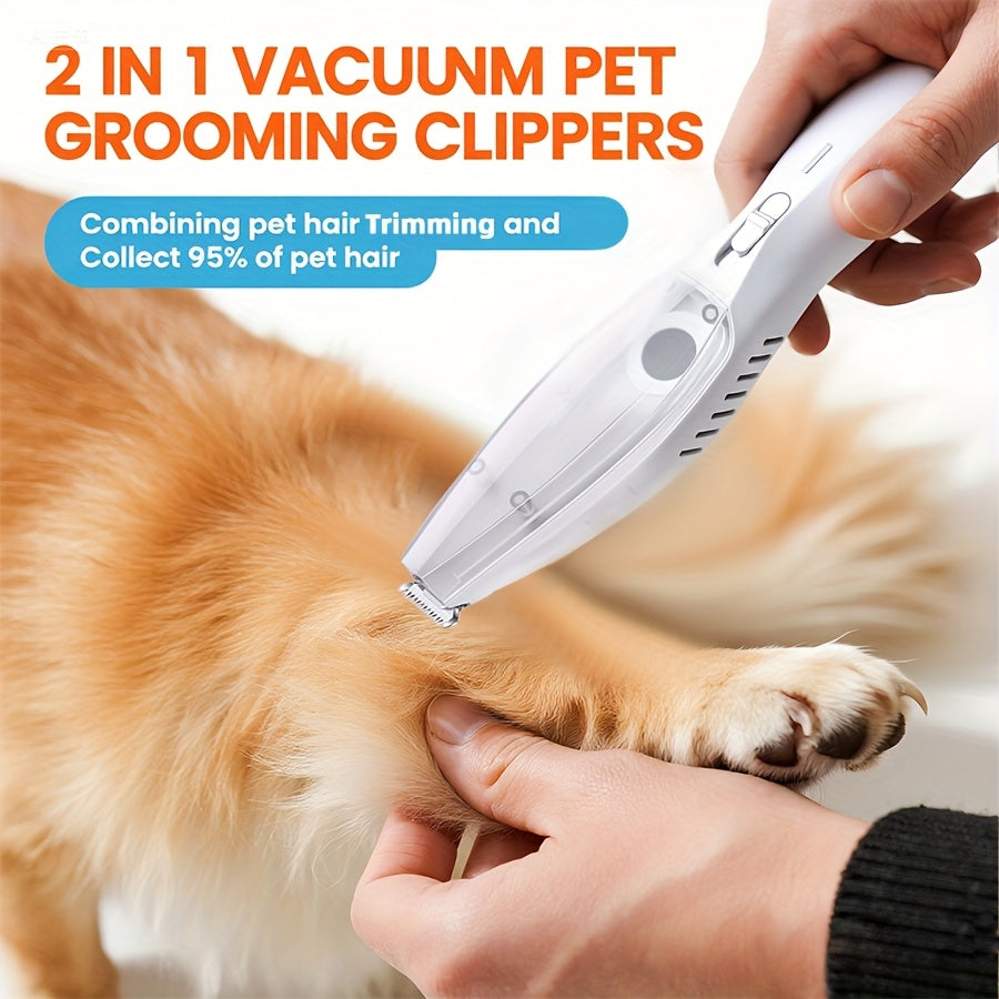 Wireless Pet Paw Trimmer with Vacuum Hair Collection - Strong Suction Auto-Collect Fur, USB Rechargeable Low Noise Paw Hair Clipper for Small & Large Dogs and Cats, No-Mess Grooming at Home