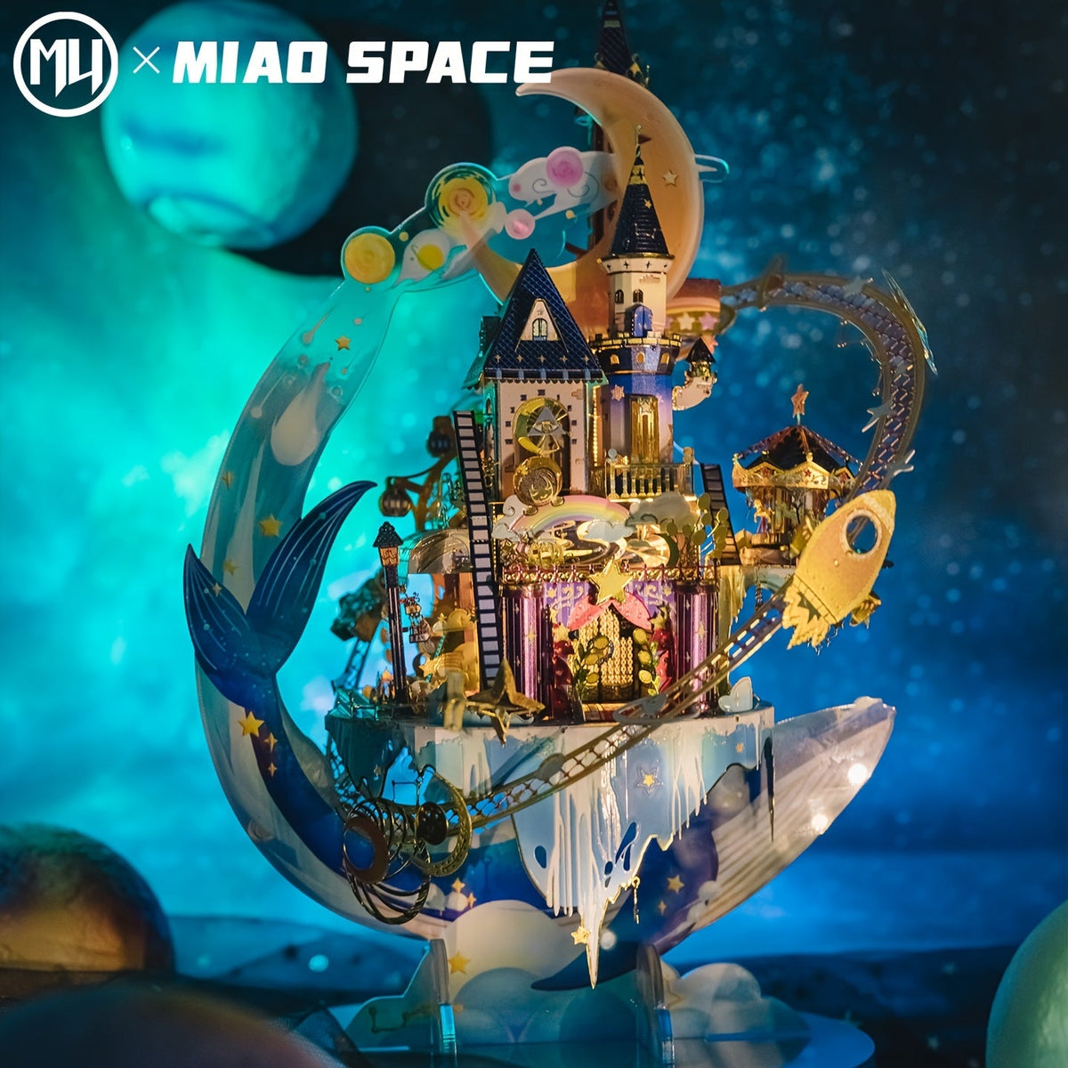 3D Metal Puzzle Starry Amusement Park Model Kit - Educational Brain Teaser Craft for Adults, Handcrafted Desk Decor, Unique Birthday Christmas Gift for Women, Girlfriend, Teen - Star Playground