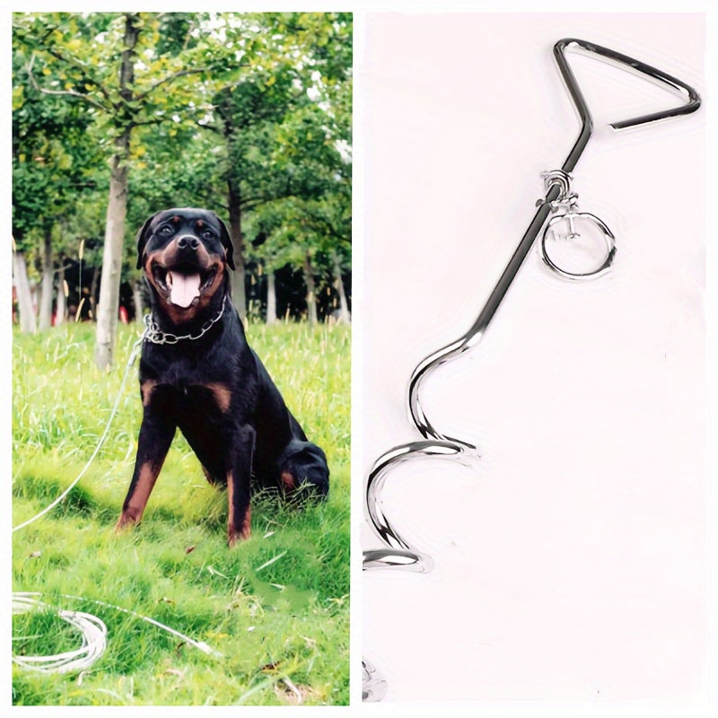Dog Tie Out Stake 360° Anti-Tangle Galvanized Ground Anchor - Heavy Duty Dog Stake for Yard Camping Outdoor, Swivel No-Tangle Dog Leash Stake with Tie Out Cable