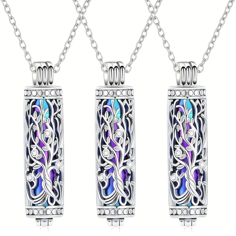 Cremation Urn Necklace Set 3 Pack - Elegant Cylindrical Memorial Pendant Necklaces with Filling Funnel for Human & Pet Ashes, Keepsake Sharing Jewelry Set for Loss of Loved One