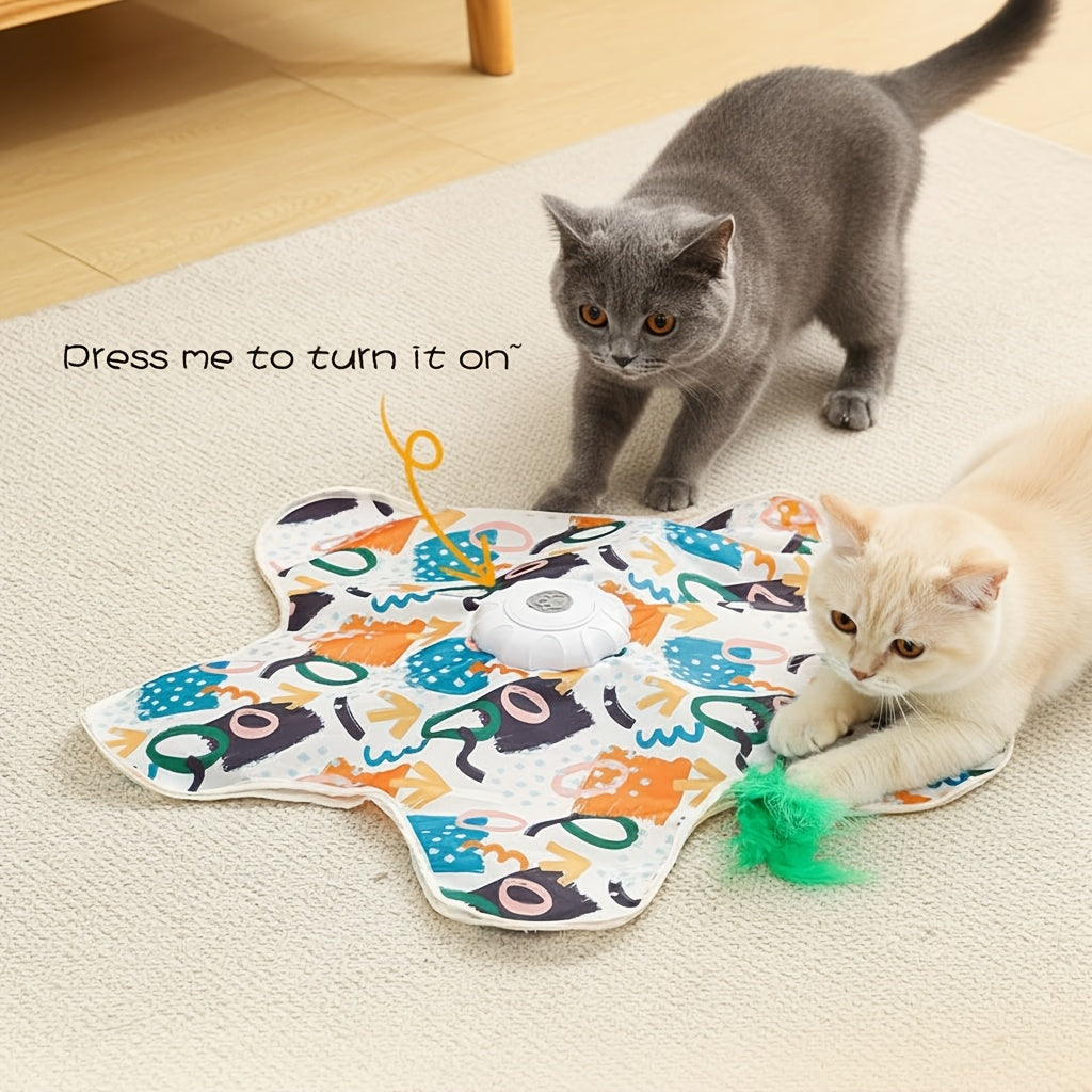 Electric Cat Turntable Toy with Butterfly Motion – Auto Start/Stop Smart Self-Entertainment Boredom Reliever for Indoor Cats, Interactive Exercise Teaser, Perfect Holiday Gift for Cat Lovers