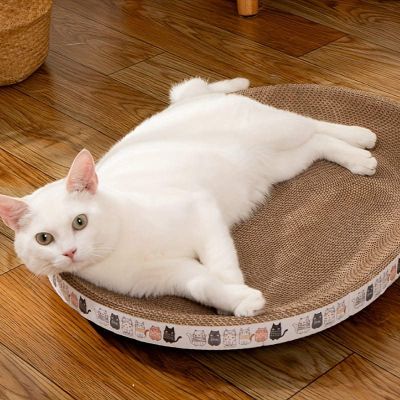 Oval Cat Scratcher Lounge Durable Corrugated Cardboard Cat Scratch Pad Cozy Cat Bed for Scratching Relaxation and Play Indoor Cats Kittens Cat Furniture