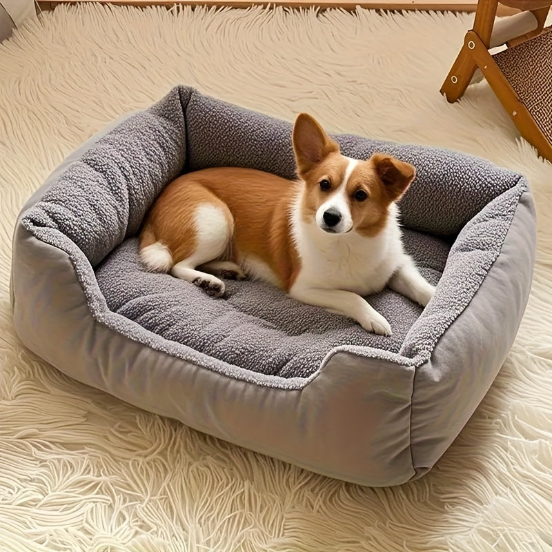 Plush Square Pet Bed for Cats & Dogs – Soft Fluffy Cushioned Mat with Open Edge Design, Easy Clean Polyester, 4 Sizes S/M/L/XL, Indoor Outdoor Use for Cats Small Dogs Rabbits Guinea Pigs