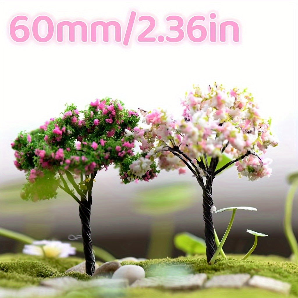 Micro Landscape Simulation Trees 6 Pack - PVC Artificial Miniature Tree Ornaments in Random Colors and Styles for Aquariums, Gardens, Terrariums, and Glass Container Decorations