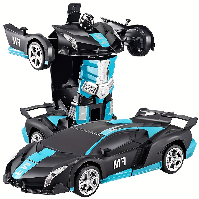 1:18 Scale Remote Control Car Robot Toy 2-in-1 One-Click Transformation 360° Drifting 2.4G RC Transforming Robot Car with LED Lights for Kids Boys Age 3+ Birthday Gift