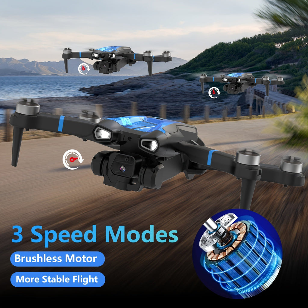 Drone with Camera for Adults Brushless Motor Dual Camera with Screen Remote Controller, Altitude Hold, 3D Flips, Headless Mode, SD Card Support, 3 Speeds, One-Key Takeoff & Landing – RC Quadcopter for Beginners & Adults