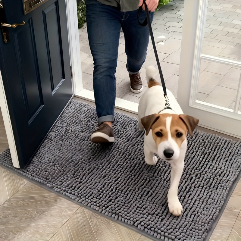 Mud Paw Dog Mat for Entryway - Ultra-Absorbent Quick-Dry Non-Slip Washable Dog Door Mat, Microfiber Pet Mud Mat Absorbs Moisture and Dirt for Indoor Entrance Hallway and Mudroom, Grey XL 23.62x35.43 inch