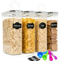 Airtight Food Storage Containers 4-Pack (4L/135oz) Extra Large BPA-Free Cereal Containers for Pantry Organization - Bulk Storage for Grain, Rice & Nuts, Kitchen Organizer Set, Great Christmas Gift