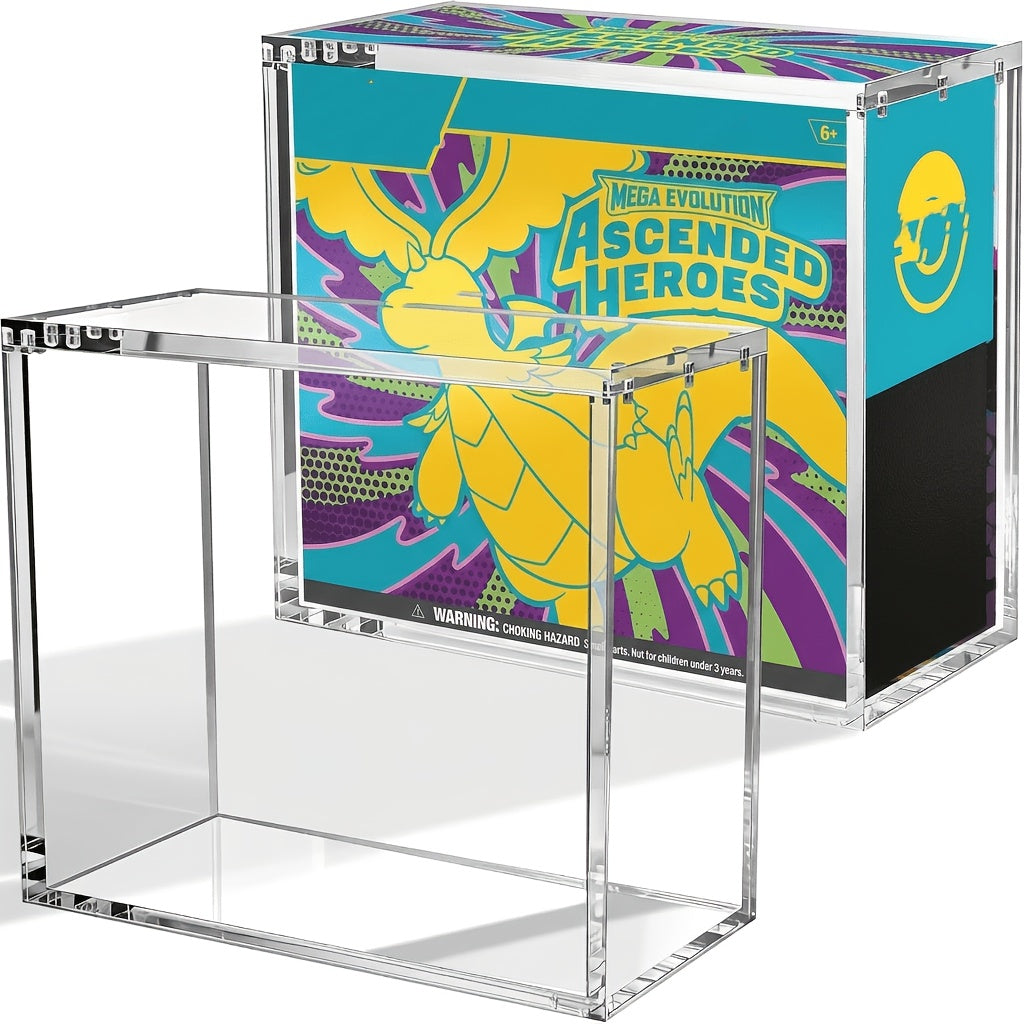 4 Pack ETB Acrylic Display Case for Pokemon Elite Trainer Box – 6mm+3mm Thick Clear Acrylic, Magnetic Lid, UV Resistant, Stackable Design, Collector Protector Box for TCG ETB Storage & Display
