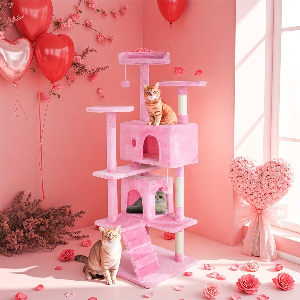 Multi-Level Cat Tree Tower with Scratching Post – Indoor Kitten Activity Center Playhouse, Easy to Assemble, Available in 22"/54"/60"/70" Heights & 7 Colors, Perfect Cat Gift