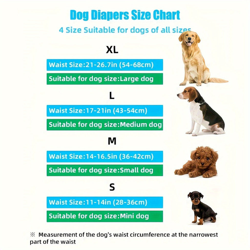 6-Pack Reusable Male Dog Diapers Washable Belly Bands Adjustable Soft Absorbent for Puppies Small Medium Large Dogs Fun Themed Designs Sizes S to XL