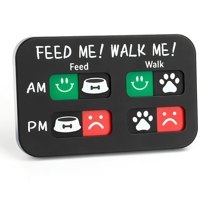 Dog Feeding Sign for Pets – Puppy Feeding Schedule AM/PM Daily Reminder Chart for Pet Feeding & Walking, Track Pet Meals and Exercise Routine – Acrylic Black