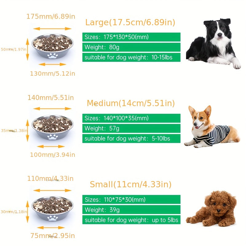 Stainless Steel Pet Bowl with Non-Slip Base – Colorful Printed Food & Water Dish for Cats and Dogs, Durable Easy-Clean Feeding Bowl for Small Medium Large Pets