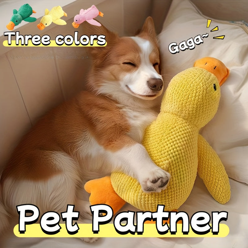 Squeaky Duck Plush Dog & Cat Toy - Interactive Chew Toy with Squeaking Sound, Double-Layer Thick Fabric, Durable Bite Toy for Small Medium Large Pets, Fun Holiday Gift