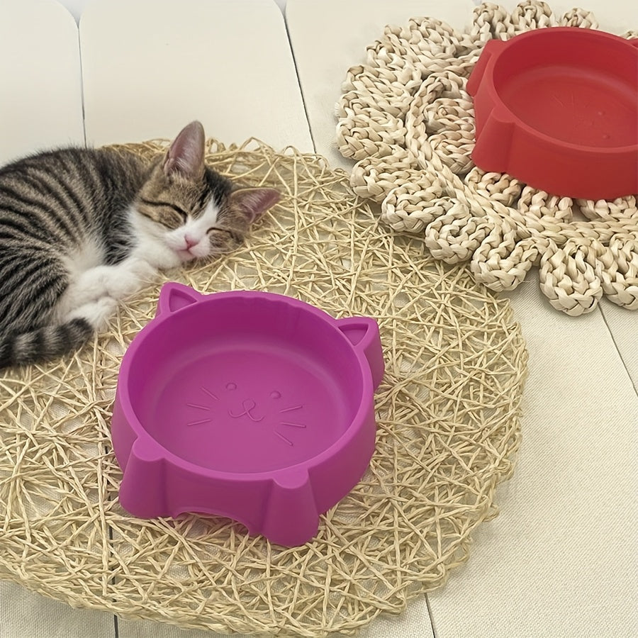 6-Pack Colorful Cat Face Pet Bowls, Durable Plastic Food & Water Dishes for Cats & Small Dogs, Easy-Clean Small Pet Feeding Bowls for Indoor Outdoor Use, Cat Birthday Party Bowls, Assorted Colors