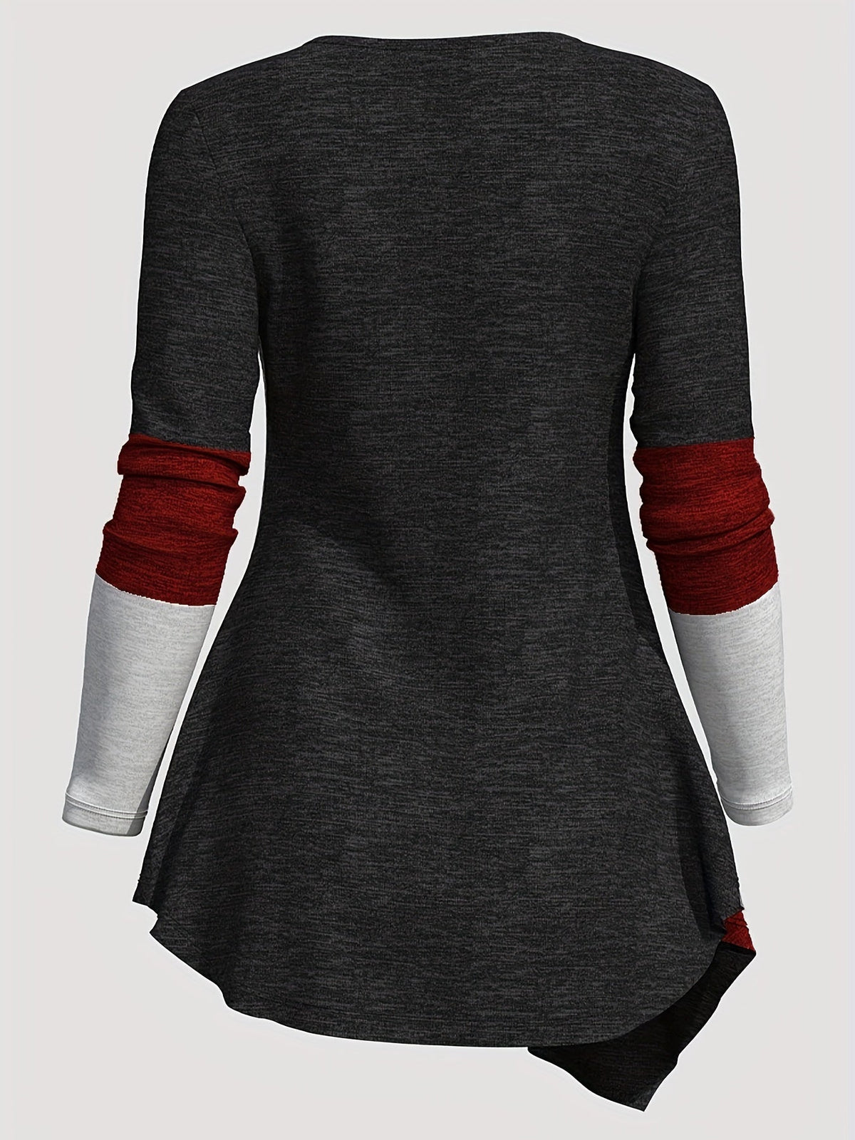 Color Block Patchwork Long Sleeve Top Women Irregular Hem Wide Lapel Knit Casual Spring Fall Black Mixed Colors S M L XL XXL