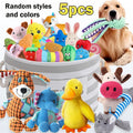 Dog Squeaky Toy Set 5 or 10 Pack - Random Style Interactive Plush Chew Toys for All Breed Sizes, Cute Patterns for Teeth Grinding and Boredom Relief, No Battery Required
