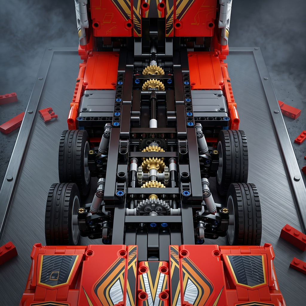 1788pcs Heavy Truck Building Block Set - Semi Truck Head Vehicle Assembly Model with Mechanical Detail, Red Cab Brick Construction Kit for Adults & Teens | Holiday Birthday Gift for Truck Enthusiasts