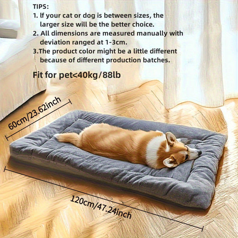 Extra Large Plush Dog Bed & Cat Nest – Thickened Ultra-Soft Polyester Pet Sofa Mat for Small, Medium & Large Dogs & Cats, Cute Rectangular Cushion Bed