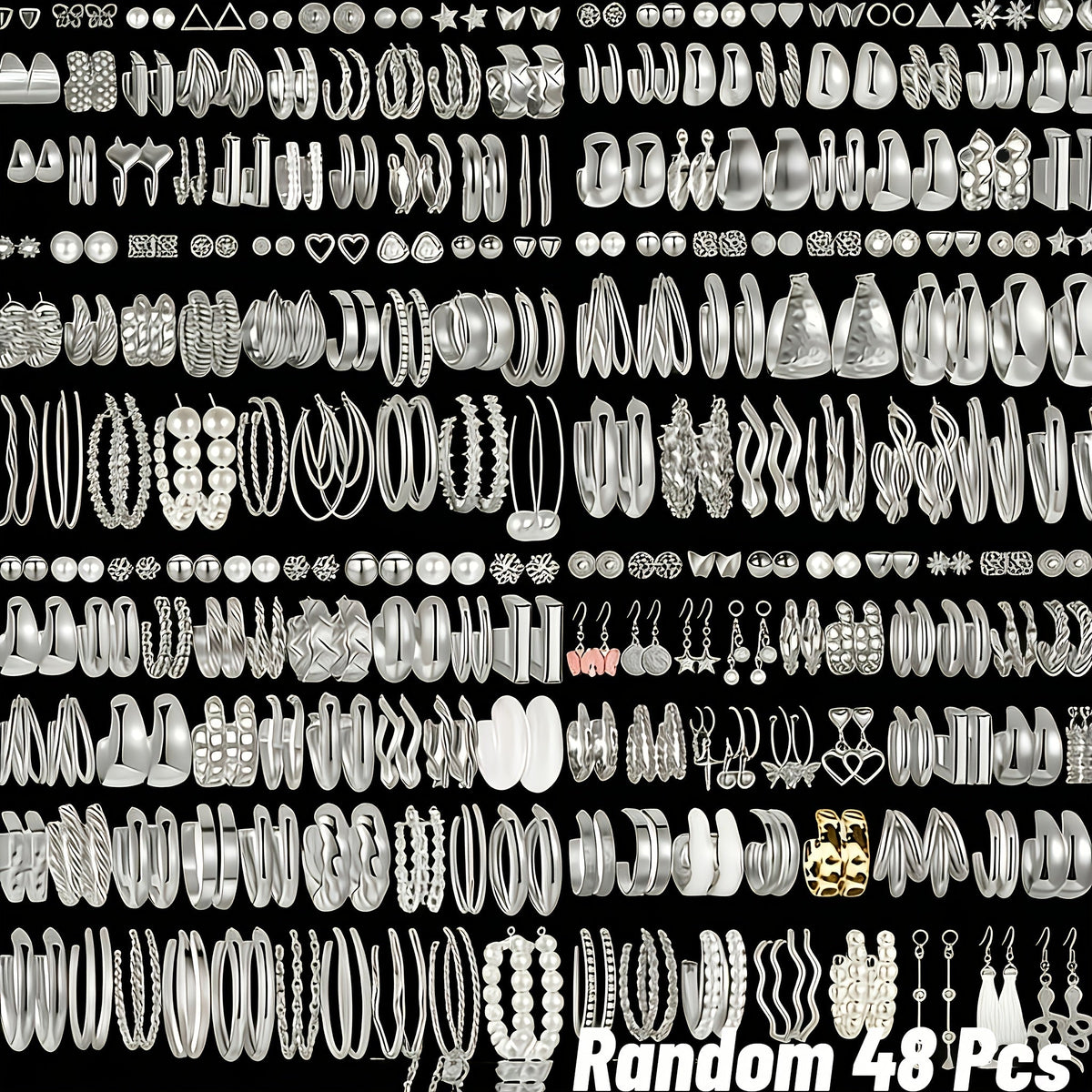 48 Pairs Minimalist Alloy Earrings Bulk Set for Women – Hypoallergenic Stainless Steel Studs Assorted Styles for Daily Wear, Holidays, Parties & Gifts