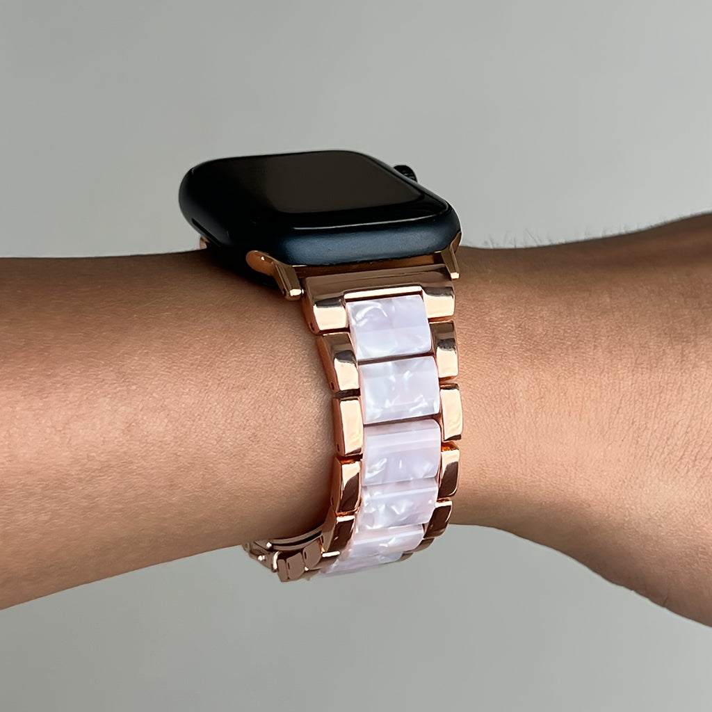 Apple Watch Band 42 44 45 46 49mm Women Stainless Steel Resin Metal Replacement Strap Starlight Rainbow for iWatch Series 11 10 9 8 7 6 5 4 3 SE Ultra Work Office Fitness Party