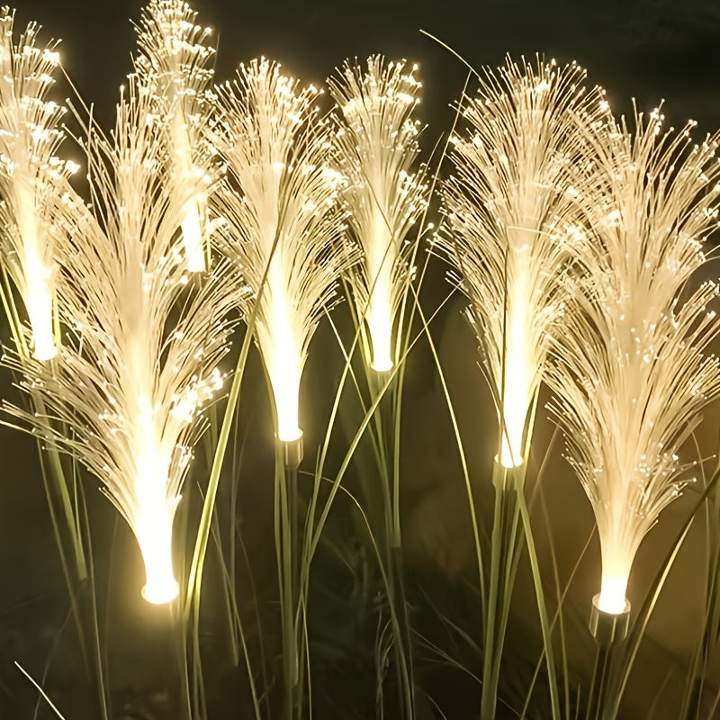 Solar Powered Golden Grass Garden Lights – Energy-Efficient Outdoor Decorative Stake Lights for Yard, Patio & Balcony, Nickel Battery, Semi Flush Mount, Available in 1pc or 2pcs