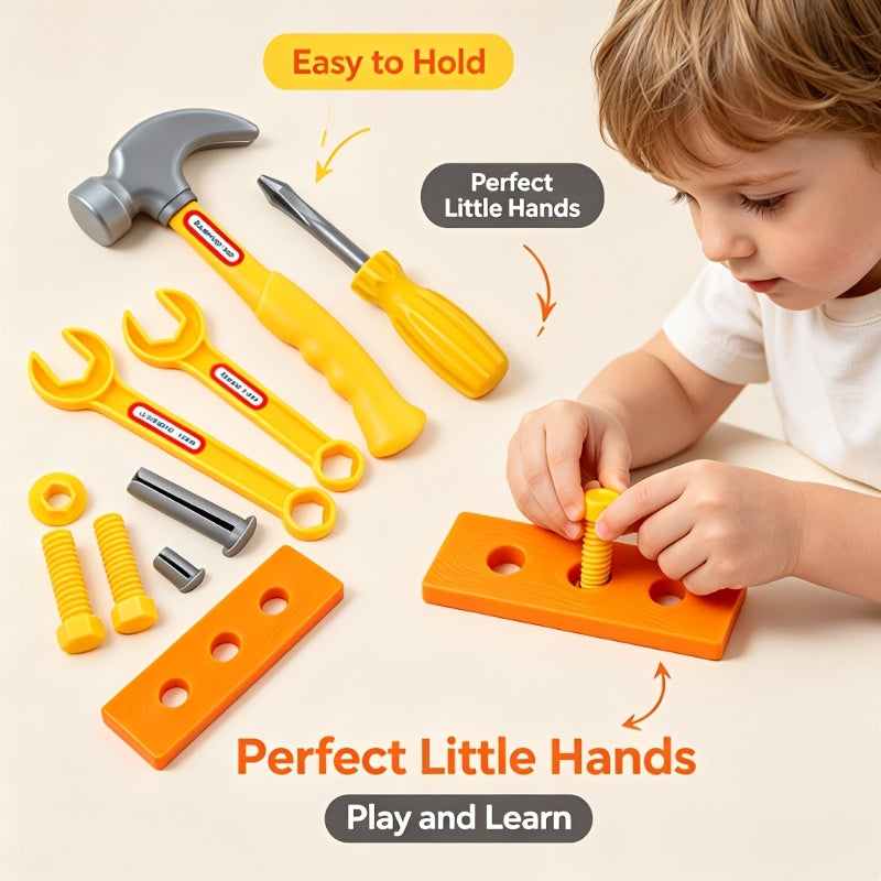 10-Piece Kids Simulation Screw Repair Tool Toy Set – Pretend Play Tools, Hand-Eye Coordination Training, Holiday Gift for Boys, Party Favor, Beach & Pocket Toy, Random Colors