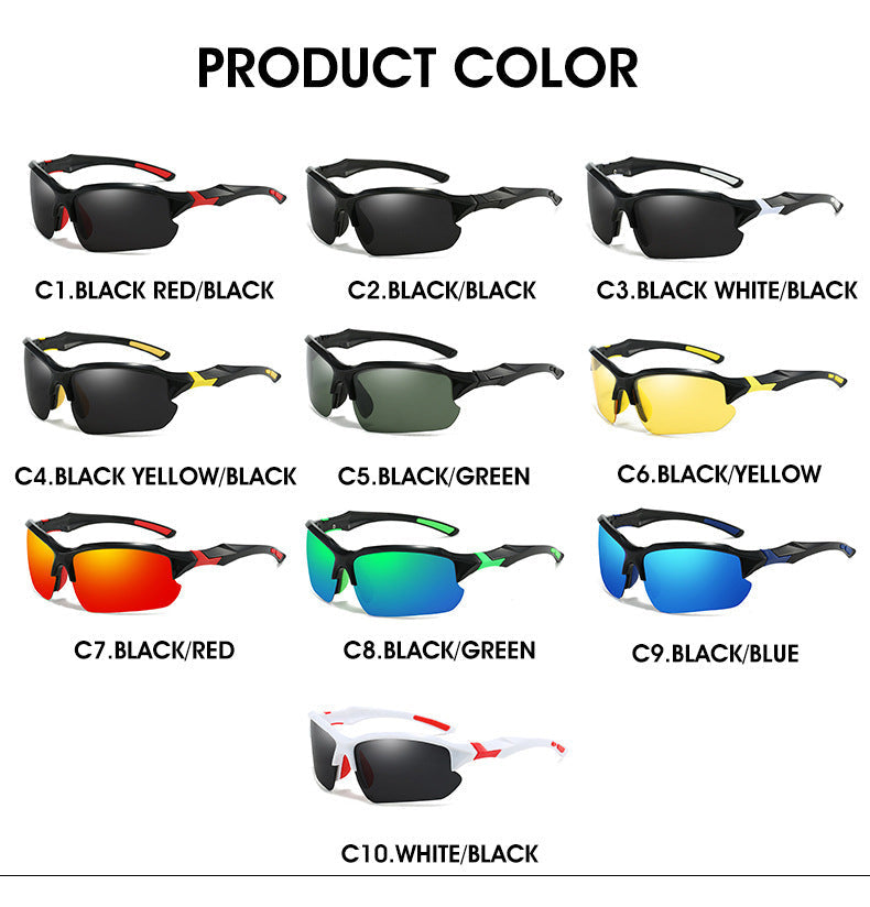 Half Frame Polarized Sports Sunglasses for Men UV400 Protection Lightweight Goggles for Skiing Driving Running Fishing Outdoor Activities 3-Pack or 10-Pack