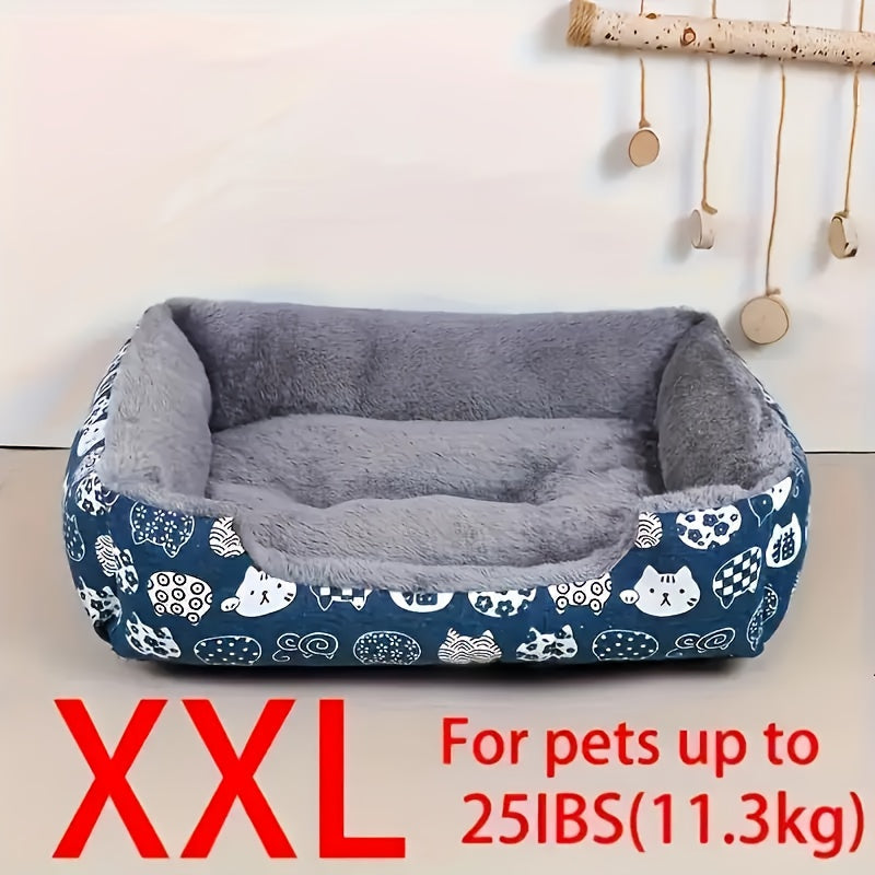 Ultra-Soft Pet Mattress & Couch Cushion – Cozy Warm Indoor Dog Cat Bed Mat in Blue Design, Easy-Clean Durable Fabric, 3 Sizes M/L/XL for Cats Dogs & Small Pets