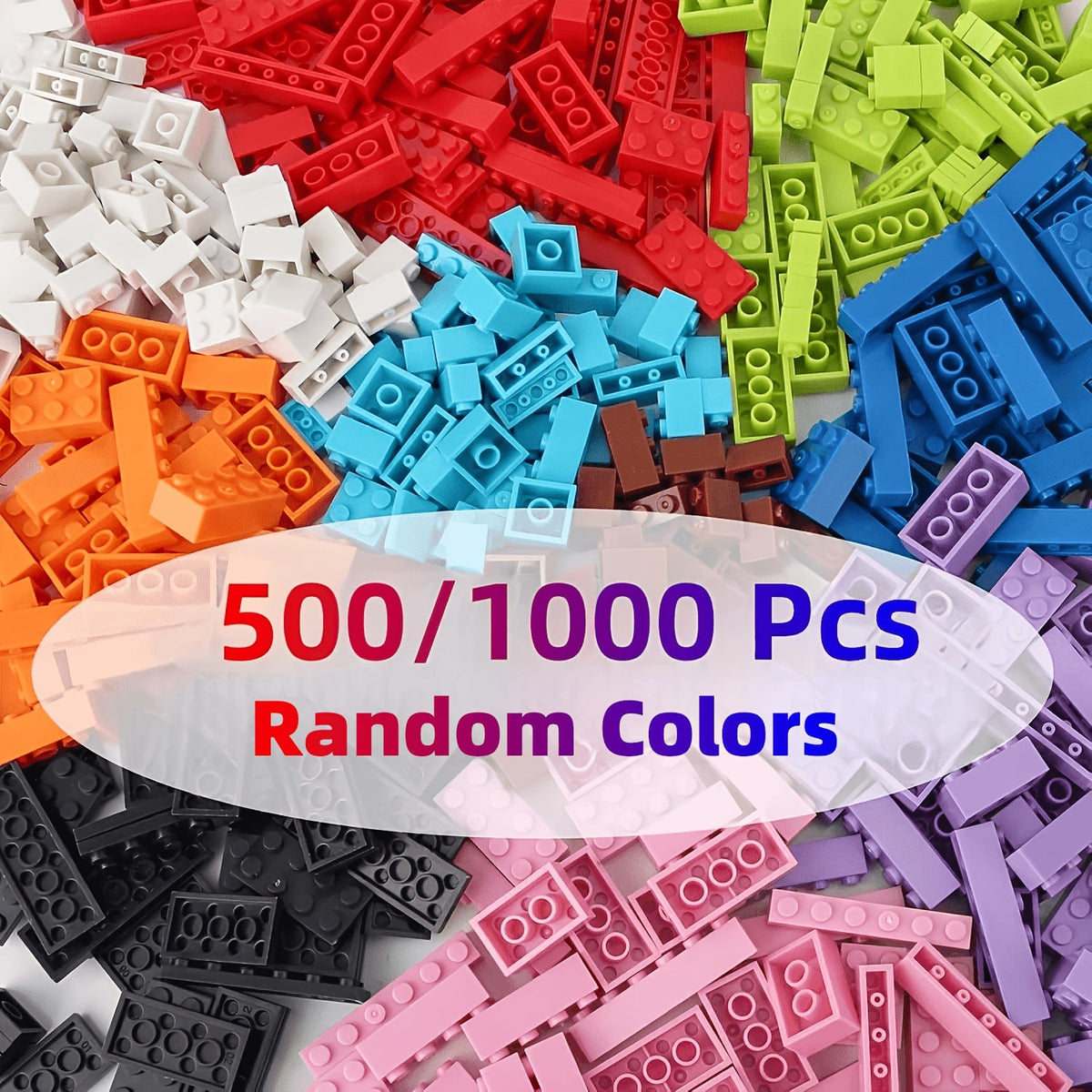 Classic Small Building Blocks Bulk Bag 500-1000 Pieces, Mixed Color ABS Safe Mini Brick Construction Toy for Boys Girls, Creative STEM Play Compatible with Major Brands, Halloween Thanksgiving Christmas Gift