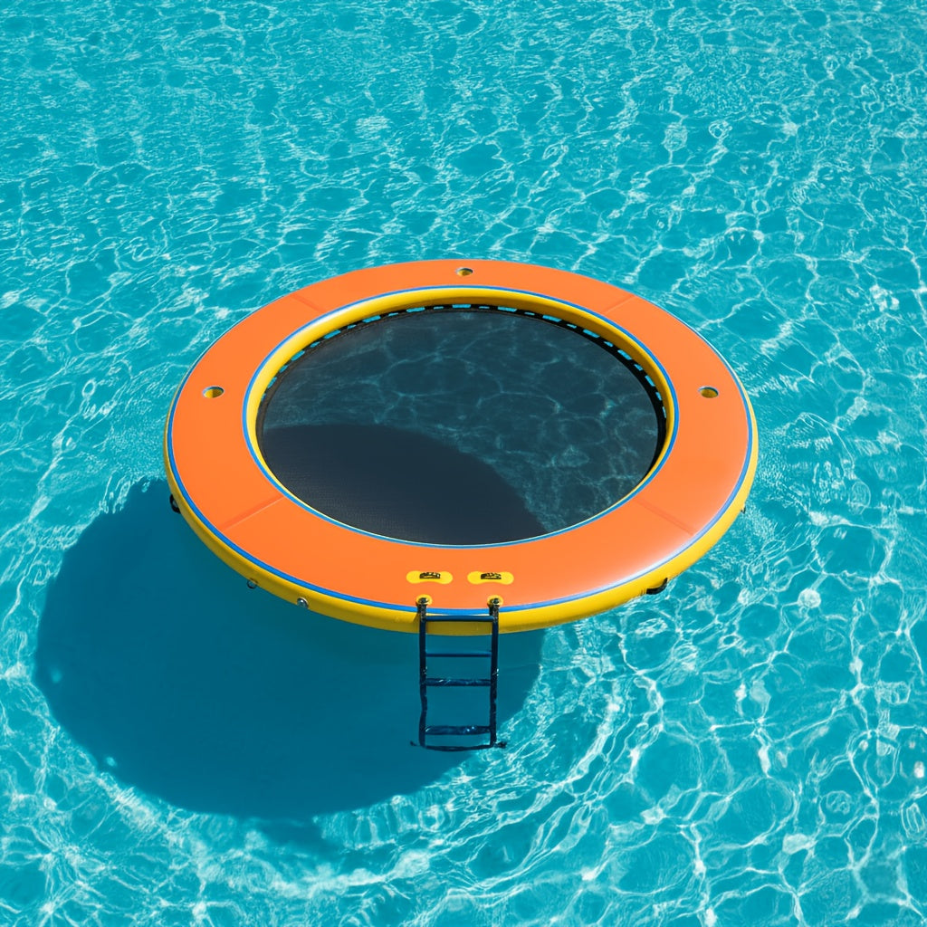 12FT Inflatable Floating Island for Pool Lake & Beach – Heavy Duty Round Hexagon Water Hammock Platform with Cup Holders, Ladder & Mesh Center – Oversized Pool Float for Adults & Parties