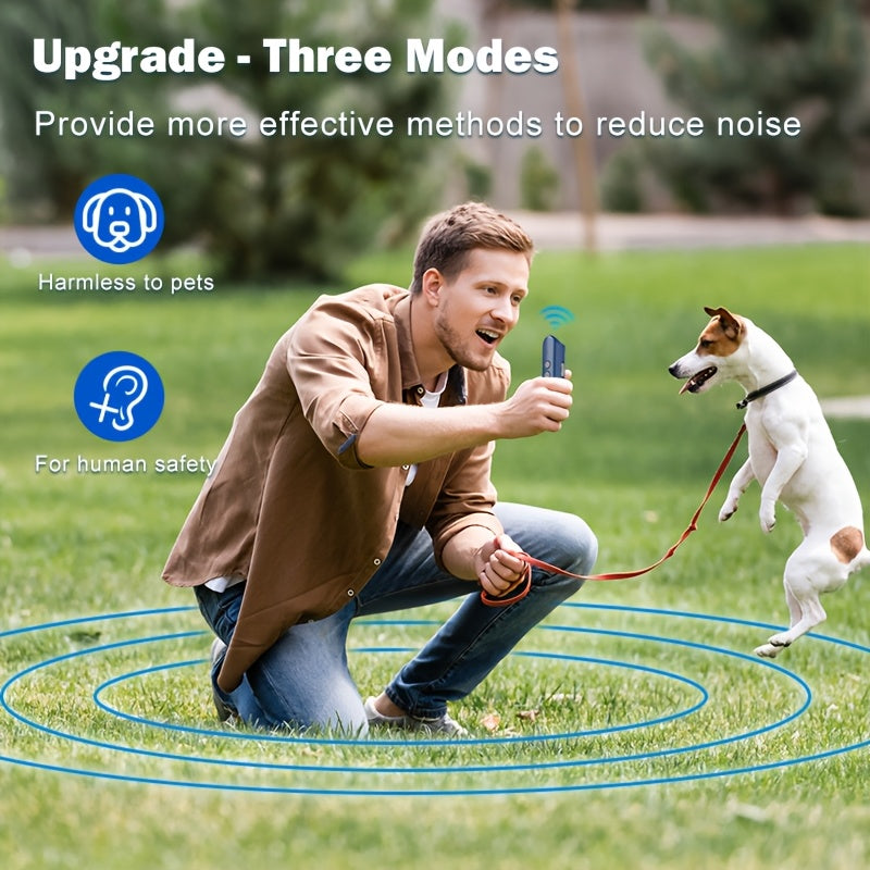 Anti Barking Device Rechargeable Ultrasonic Dog Bark Deterrent - Soundwave Technology Stop Barking Humanely, Safe for All Dog Sizes, No Shock No Shouting Indoor Outdoor Dog Behavior Training Tool