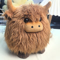 Cute Scottish Cow Plush Dog Toy – Round Fluffy Simulation Animal Bite Toy for Dogs & Cats, Soft Squeaky Companion Doll for Anxiety Relief, Chewing & Interactive Play for Puppies and Small Pets