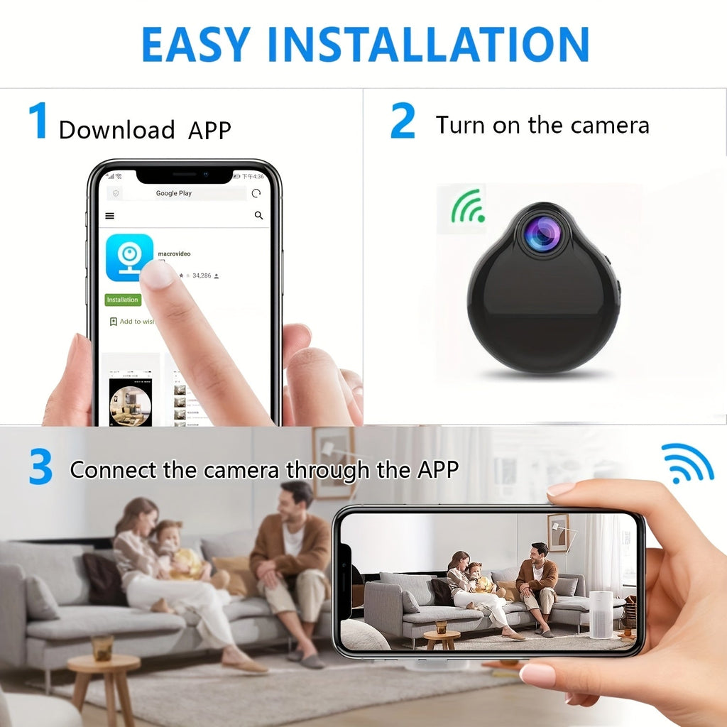 WiFi Mini Body Camera – Wearable Micro Cam with Motion Detection, Video & Voice Recording, Home Security Nanny Surveillance Webcam, Built-in Battery, Wireless Remote Monitoring