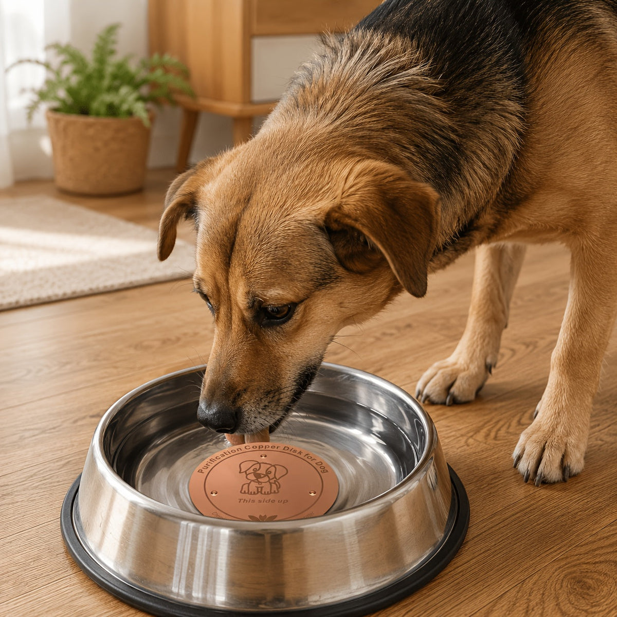 Pure Copper Dog Water Bowl Purification Disk 3.94" - Reusable Copper Bowl Insert for Dogs & Pets Water Purification - Battery-Free Natural Pet Water Cleaner Accessory for Dog Water Bowls