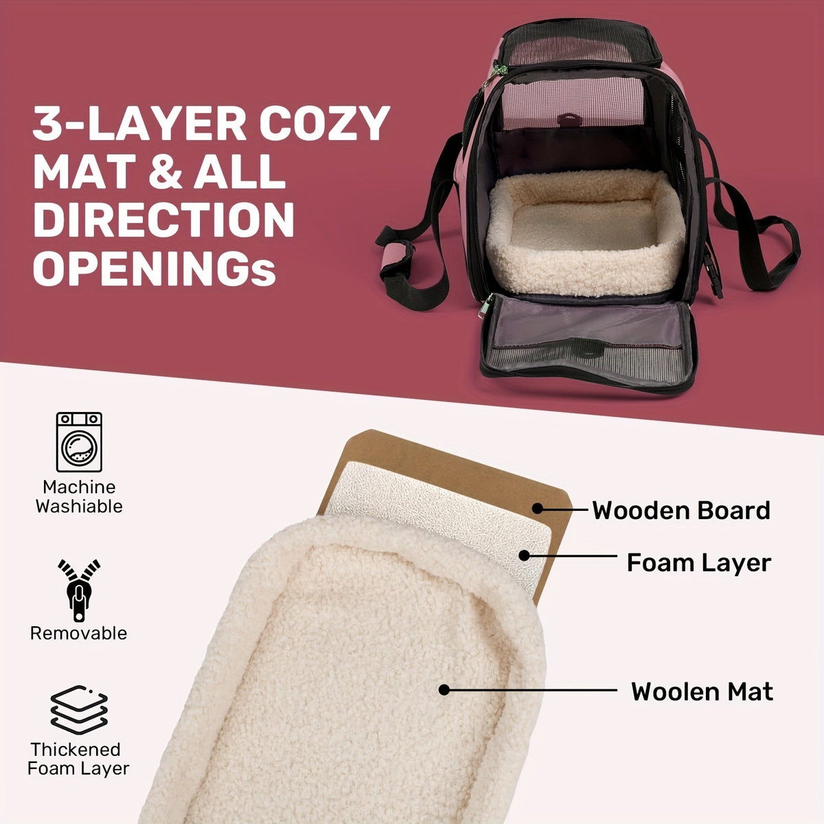 Cat Carrier Backpack Foldable & Ventilated – Airline Approved Pet Travel Bag with Secure Anti-Escape Zipper, Spacious Collapsible Design for Cats & Small Dogs, Breathable Car & Plane Travel Carrier
