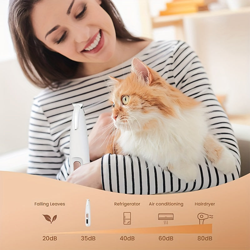 Electric Pet Grooming Clipper Kit with Comb - Quiet USB Rechargeable & Battery Powered Hair Trimmer for Dogs Cats Rabbits Small Animals - Cordless Low Noise Shears Set for Home Salon Use