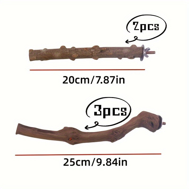 Bird Perch Stand Natural Wood 5pcs Grape Wood Prickly Ash Chewing Grinding Stick for Cockatiels Budgies Sun Conures Parakeets – Bird Cage Stand Rack Set