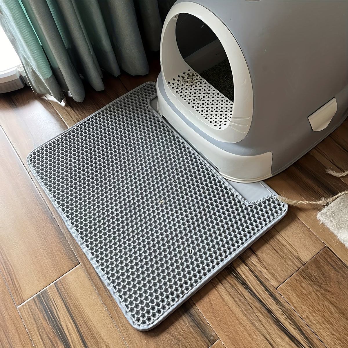 Cat Litter Mat with Double-Layer Filtration – Anti-Tracking Litter Trapping Mat Prevents Spills & Mess Outside the Box, Easy-Clean Waterproof Cat Litter Rug